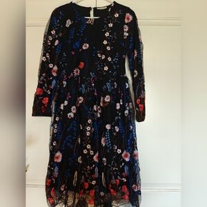 Black Dress with Floral Embroidery